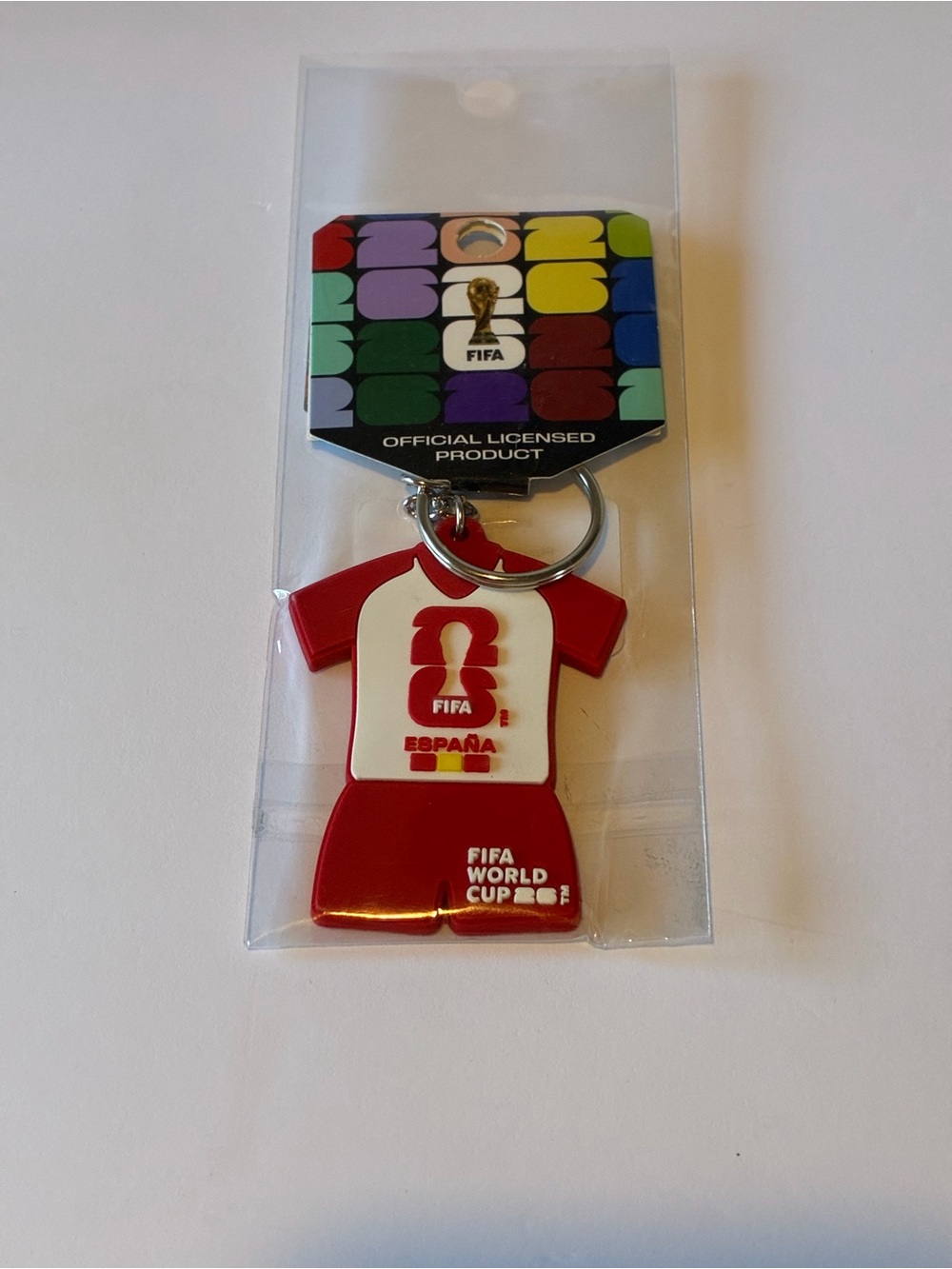 2026 FIFA WORLD CUP España Red & White Jersey Keychain - Official Licensed